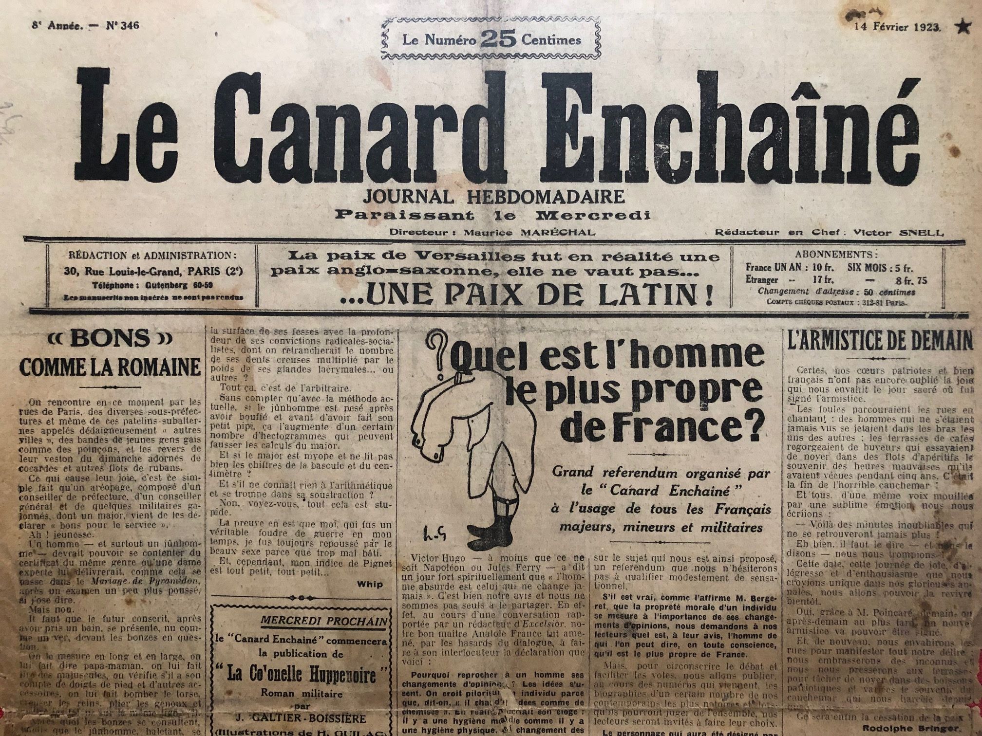 Couac ! | Acheter un Canard | Vente d'Anciens Journaux du Canard Enchaîné. Des Journaux Satiriques de Collection, Historiques & Authentiques de 1916 à 2004 ! | 346