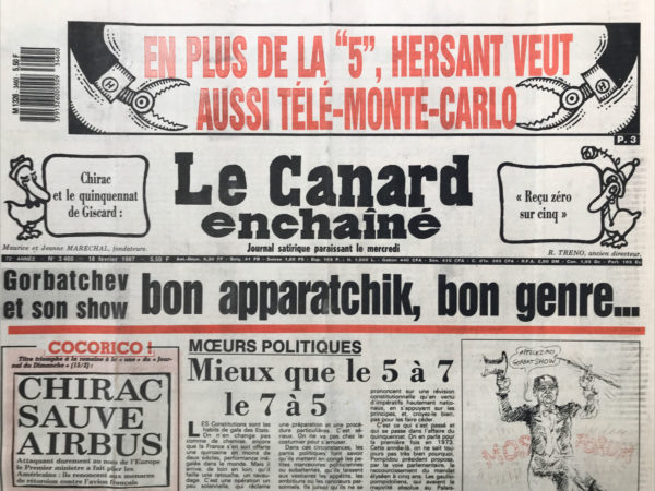 N° 3460 du Canard Enchaîné -  18 Février 1987