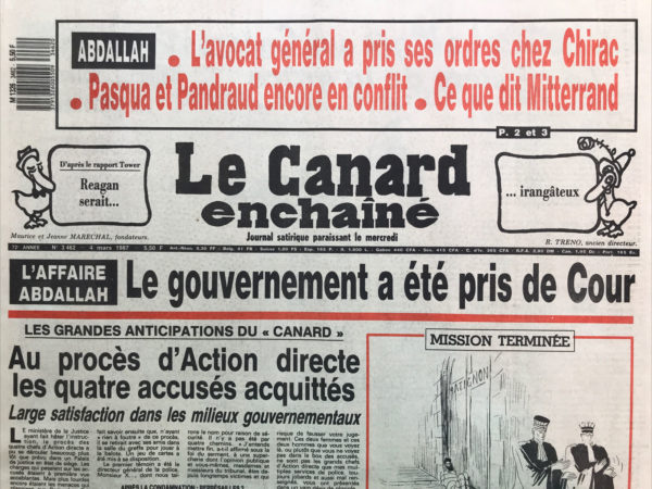 N° 3462 du Canard Enchaîné -  4 Mars 1987