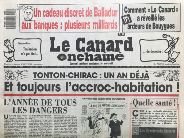 N° 3464 du Canard Enchaîné -  18 Mars 1987