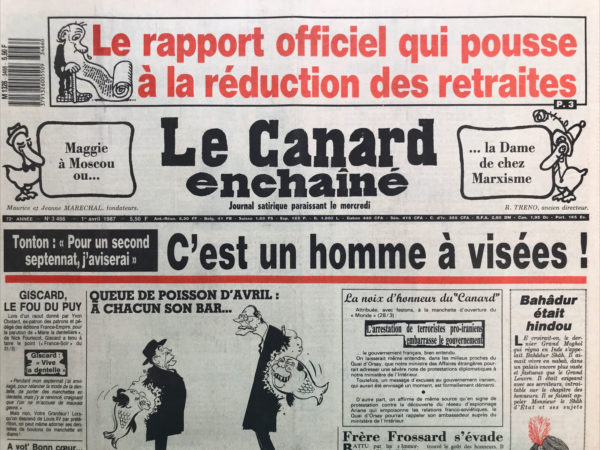 N° 3466 du Canard Enchaîné -  1 Avril 1987