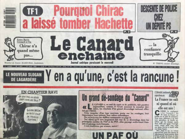 N° 3467 du Canard Enchaîné -  8 Avril 1987