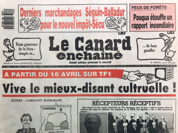 N° 3468 du Canard Enchaîné -  15 Avril 1987