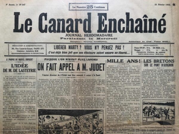 N° 347 du Canard Enchaîné -  21 Février 1923