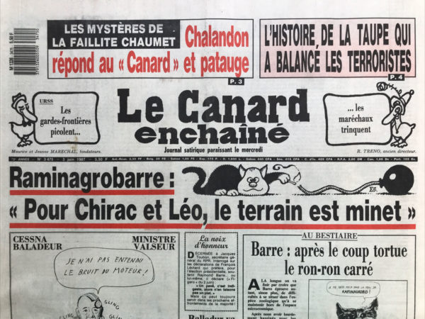 N° 3475 du Canard Enchaîné -  3 Juin 1987