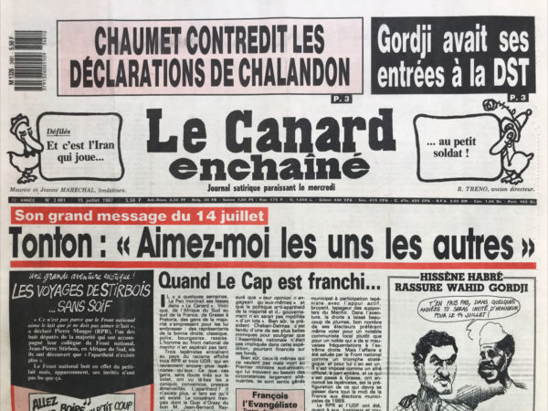 N° 3481 du Canard Enchaîné -  15 Juillet 1987