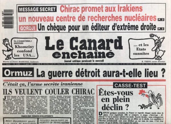 N° 3484 du Canard Enchaîné -  5 Août 1987