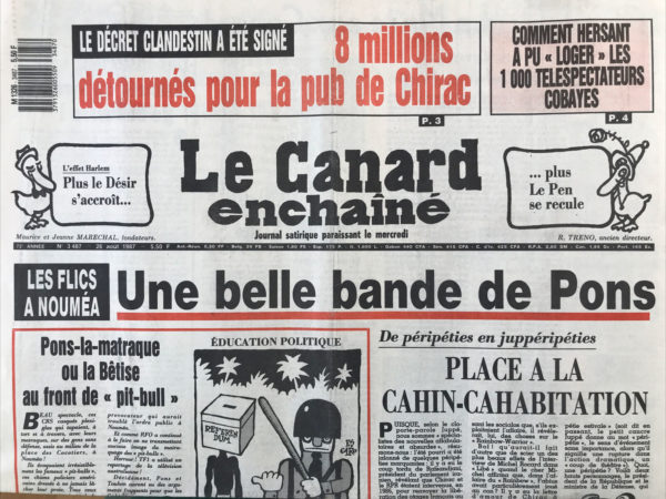 N° 3487 du Canard Enchaîné -  26 Août 1987