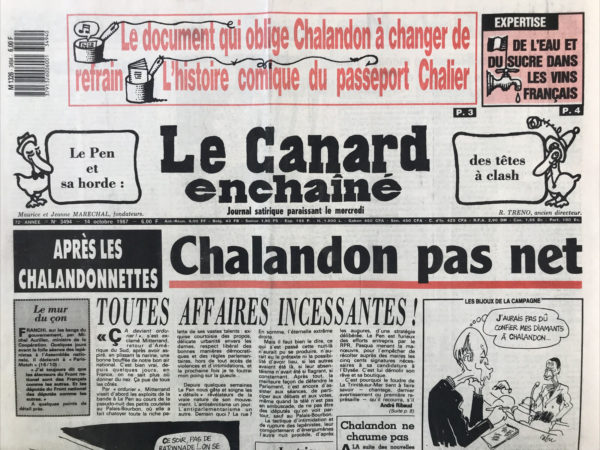 N° 3494 du Canard Enchaîné -  14 Octobre 1987