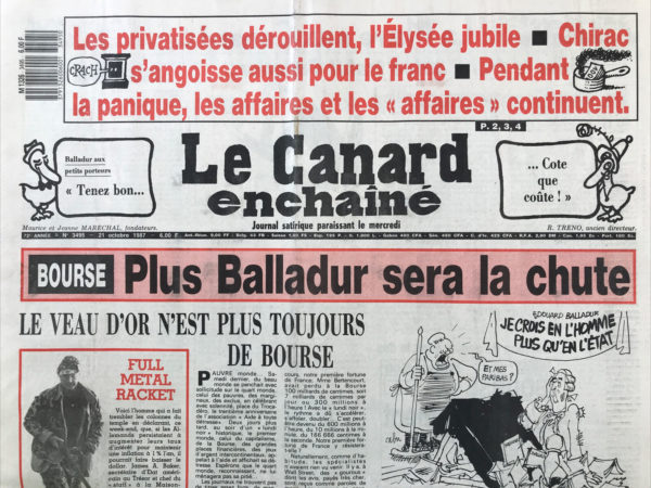 N° 3495 du Canard Enchaîné -  21 Octobre 1987