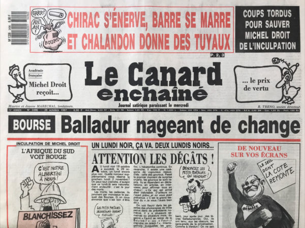 N° 3496 du Canard Enchaîné -  28 Octobre 1987