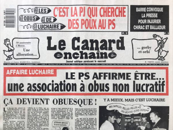 N° 3497 du Canard Enchaîné -  4 Novembre 1987