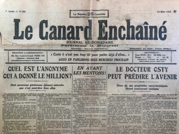 N° 350 du Canard Enchaîné -  14 Mars 1923