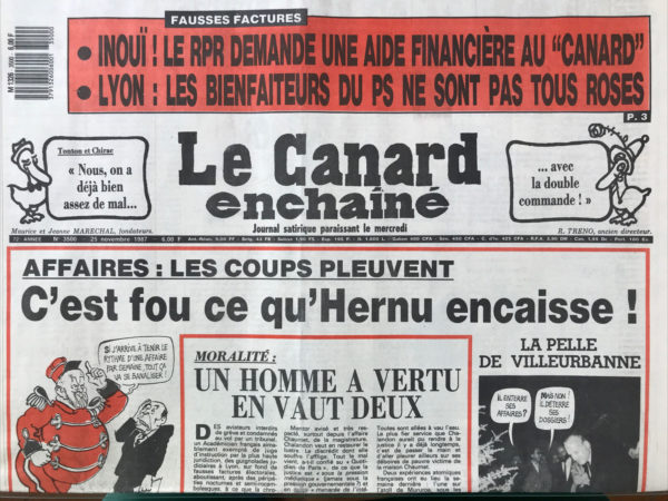 N° 3500 du Canard Enchaîné -  25 Novembre 1987