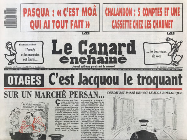 N° 3501 du Canard Enchaîné -  2 Décembre 1987