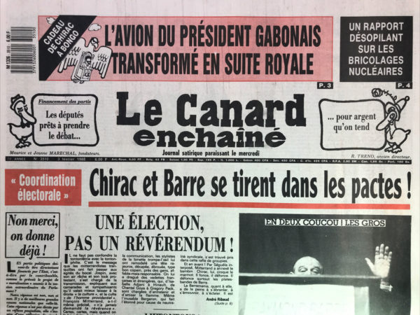 N° 3510 du Canard Enchaîné -  3 Février 1988
