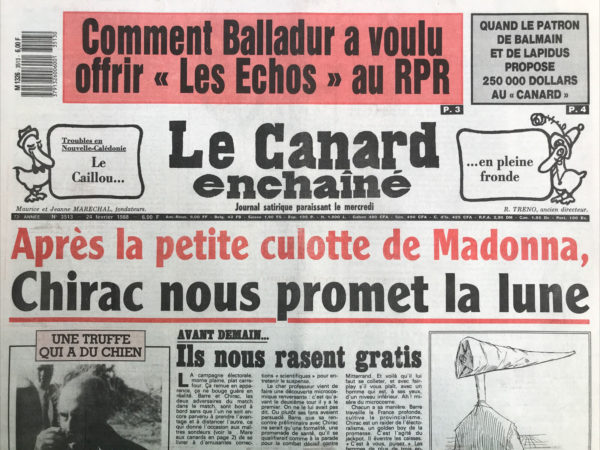 N° 3513 du Canard Enchaîné -  24 Février 1988