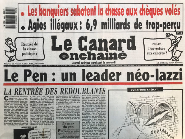 N° 3541 du Canard Enchaîné -  7 Septembre 1988