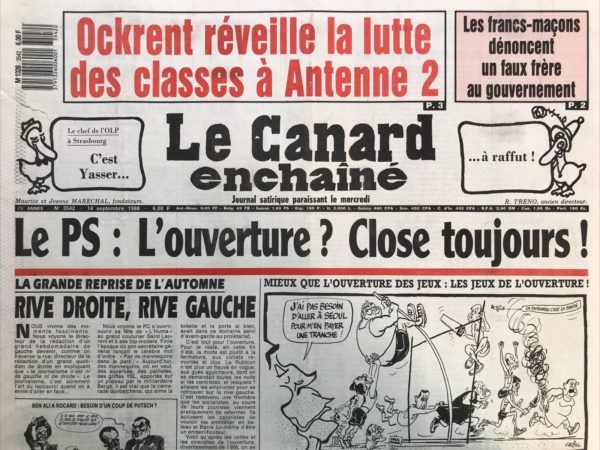 N° 3542 du Canard Enchaîné -  14 Septembre 1988