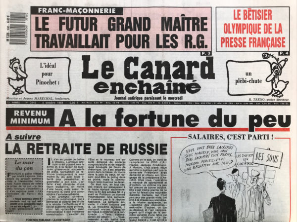 N° 3545 du Canard Enchaîné -  5 Octobre 1988