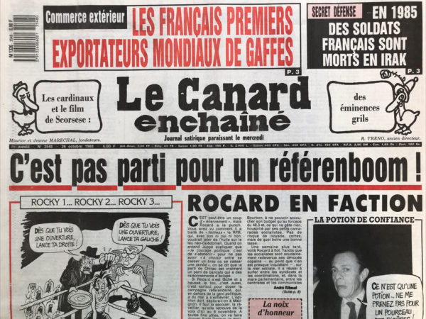 N° 3548 du Canard Enchaîné -  26 Octobre 1988