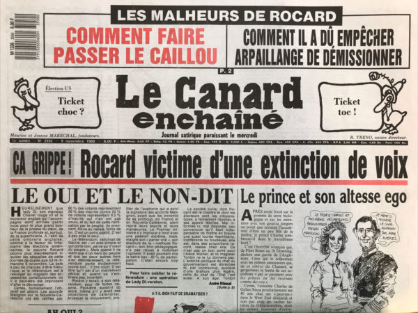 N° 3550 du Canard Enchaîné -  9 Novembre 1988