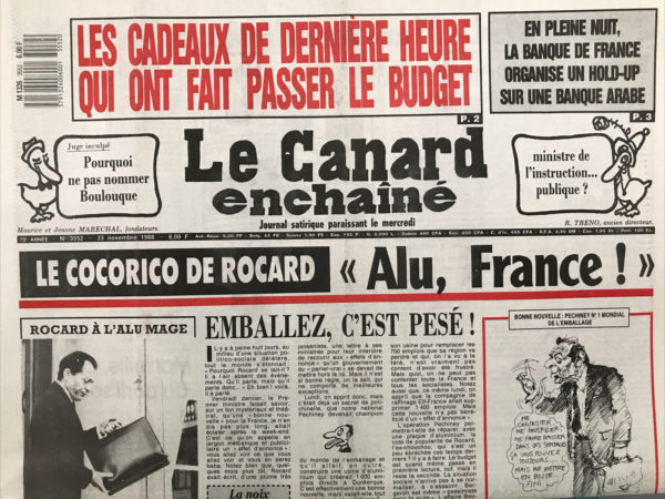 N° 3552 du Canard Enchaîné -  23 Novembre 1988