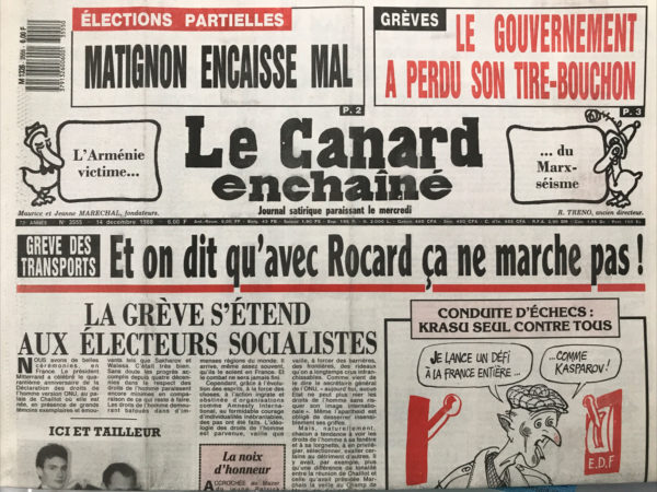 N° 3555 du Canard Enchaîné -  14 Décembre 1988