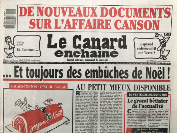 N° 3556 du Canard Enchaîné -  21 Décembre 1988
