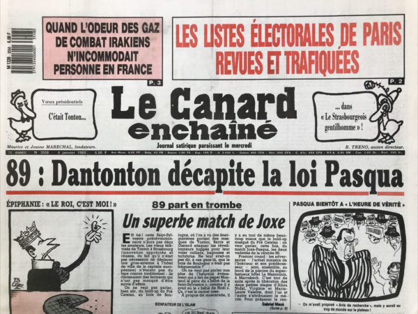 N° 3558 du Canard Enchaîné -  4 Janvier 1989