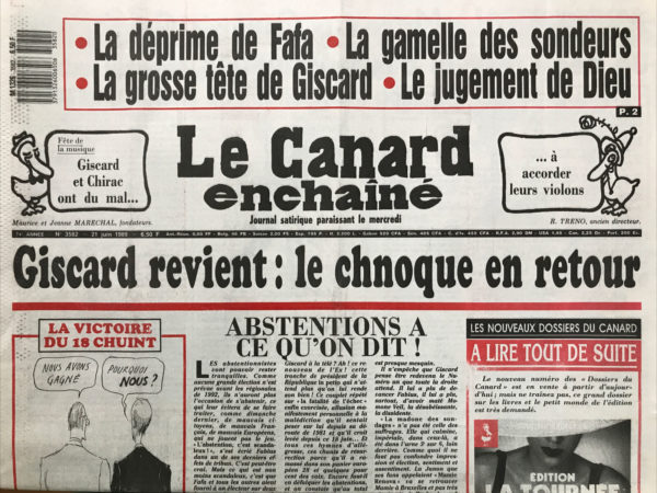 N° 3582 du Canard Enchaîné -  21 Juin 1989