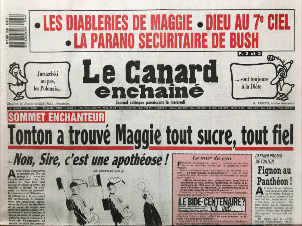 N° 3586 du Canard Enchaîné -  19 Juillet 1989
