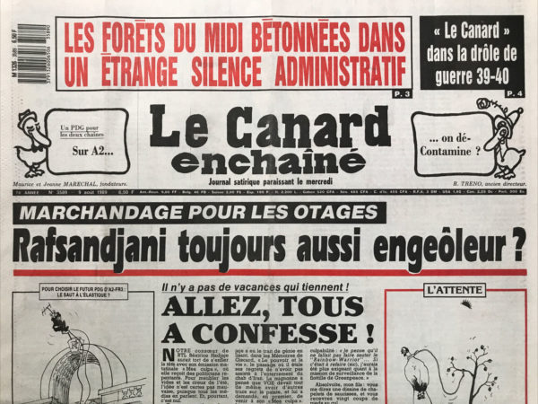 N° 3589 du Canard Enchaîné -  9 Août 1989