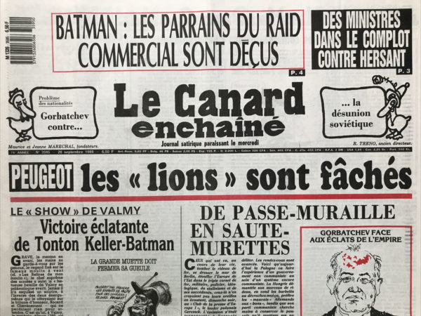 N° 3595 du Canard Enchaîné -  20 Septembre 1989