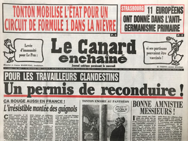 N° 3607 du Canard Enchaîné -  13 Décembre 1989