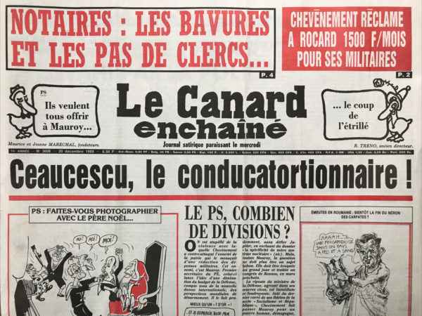 N° 3608 du Canard Enchaîné -  20 Décembre 1989