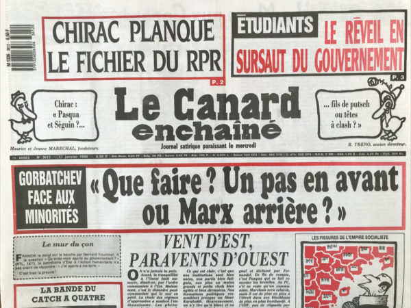N° 3612 du Canard Enchaîné -  17 Janvier 1990