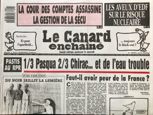 N° 3616 du Canard Enchaîné -  14 Février 1990