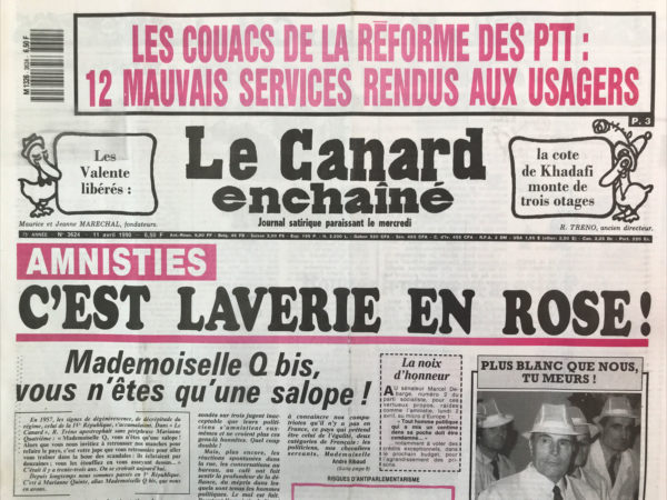N° 3624 du Canard Enchaîné -  11 Avril 1990