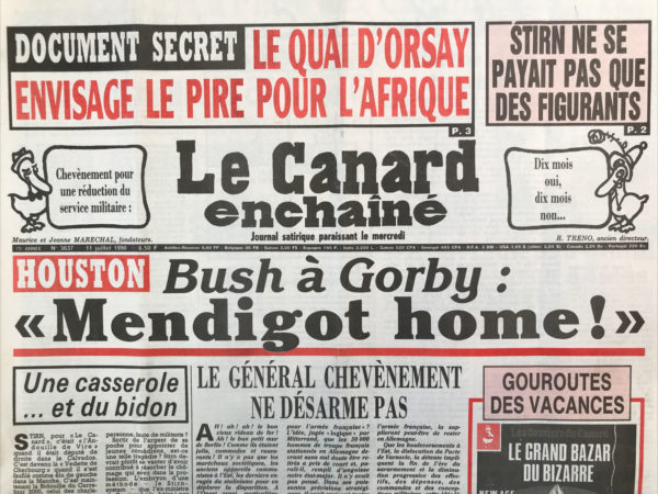 N° 3637 du Canard Enchaîné -  11 Juillet 1990