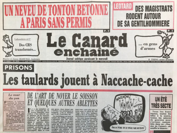 N° 3640 du Canard Enchaîné -  1 Août 1990