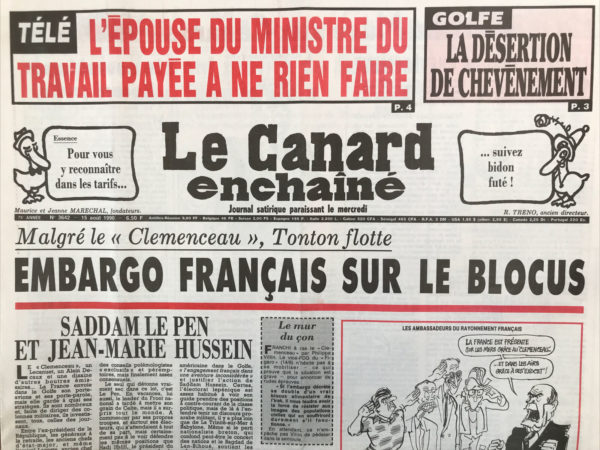 N° 3642 du Canard Enchaîné -  15 Août 1990
