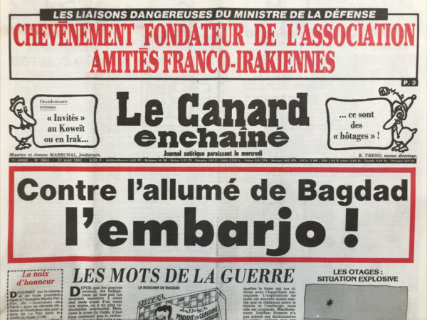 N° 3643 du Canard Enchaîné -  22 Août 1990