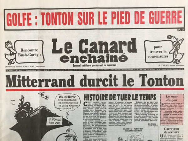 N° 3645 du Canard Enchaîné -  5 Septembre 1990