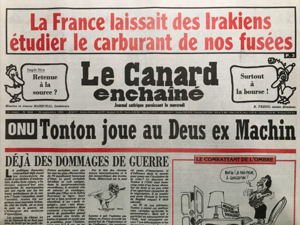 N° 3648 du Canard Enchaîné -  26 Septembre 1990