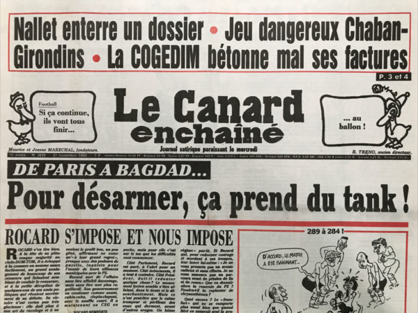 N° 3656 du Canard Enchaîné -  21 Novembre 1990