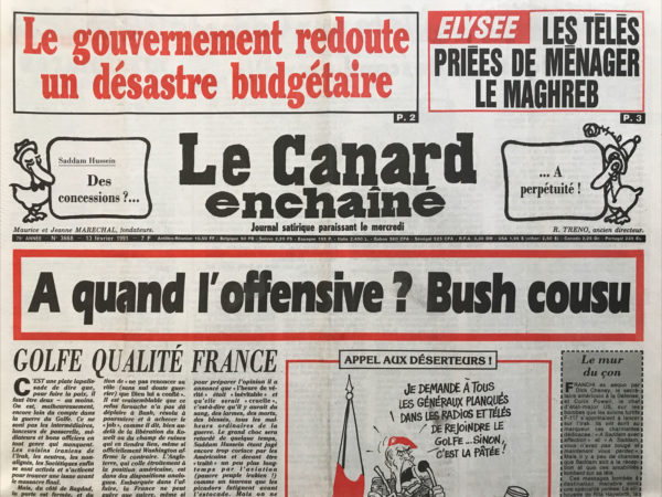 N° 3668 du Canard Enchaîné -  13 Février 1991