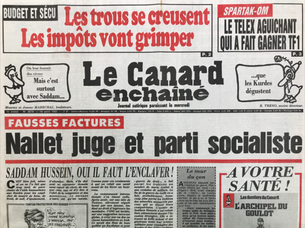 N° 3676 du Canard Enchaîné -  10 Avril 1991