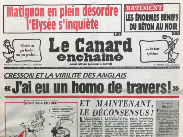 N° 3686 du Canard Enchaîné -  19 Juin 1991