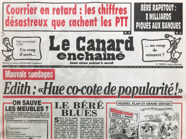 N° 3688 du Canard Enchaîné -  3 Juillet 1991